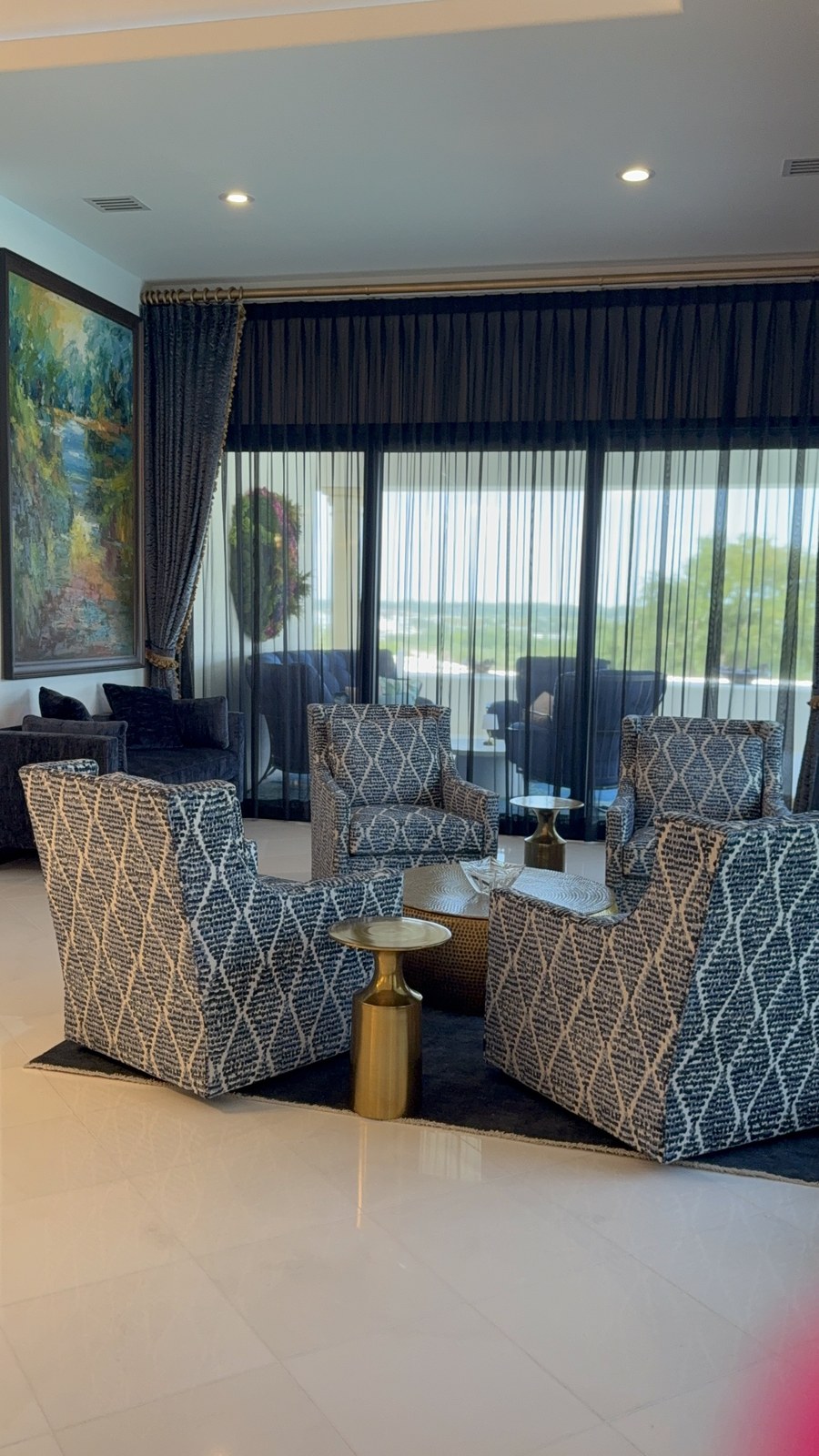 Layered living room with warm textures and natural light